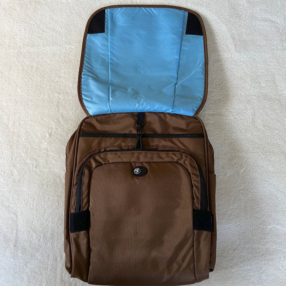 NWT Pacsafe Anti-theft MetroSafe 300 computer shoulder bag in tan with blue